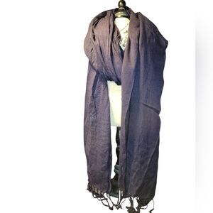 Gap Indigo Scarf/Wrap With Fringe Tassles 100% Viscose Soft Cozy 35" X 80"